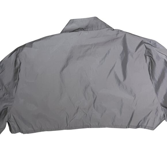 Gray Cropped Windbreaker Jacket Sz Small Reflective Fabric Bolero Style Festival - Picture 7 of 15